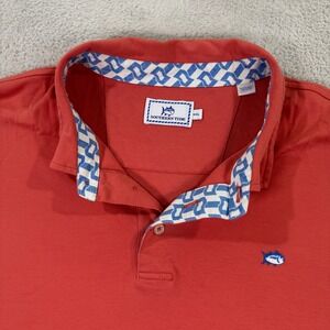 Southern‎ Tide Polo Shirt Mens XXL Orange Geometric Collar Casual Preppy Stretch
